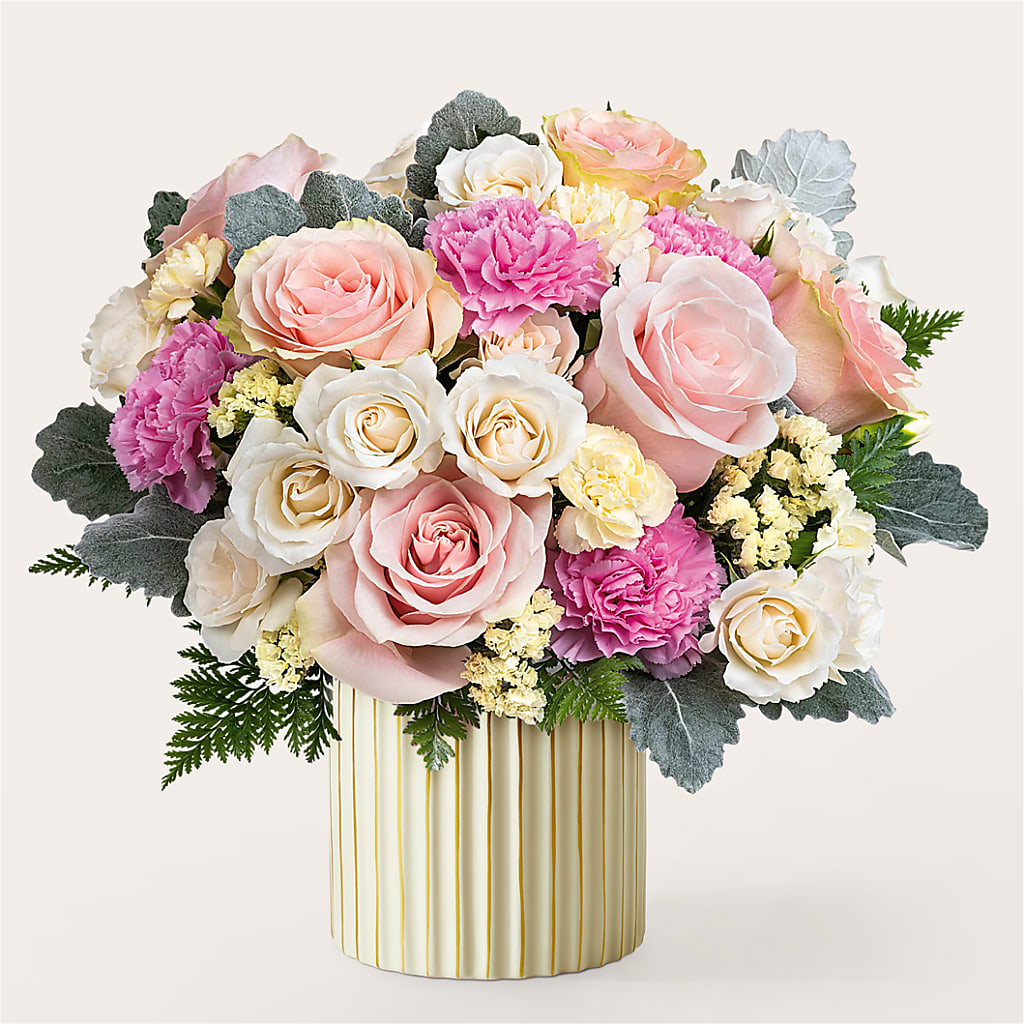 Blissful Moments Bouquet with Ivory Vase – SMITH FLORAL & GREENHOUSES, Lansing MI