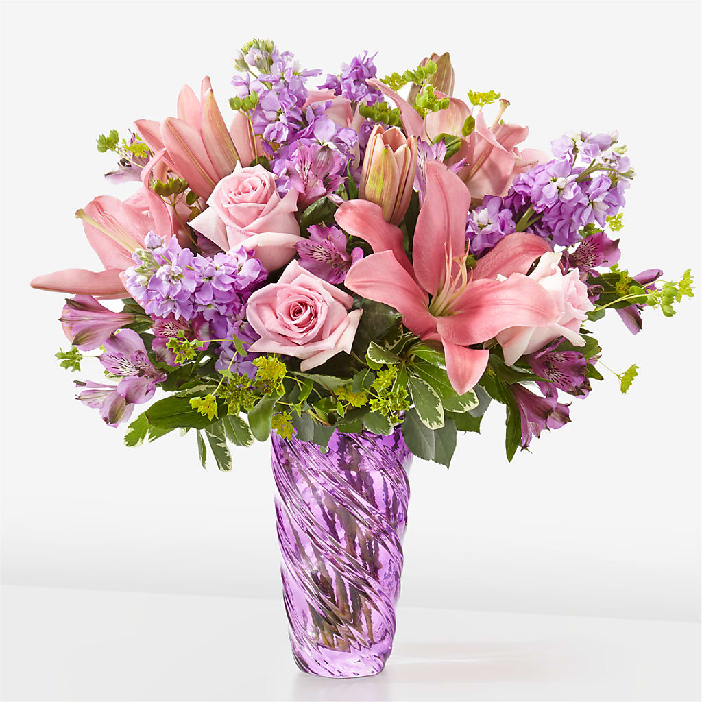 Precious Petals Bouquet with Luxe Swirl Vase – SMITH FLORAL & GREENHOUSES, Lansing MI