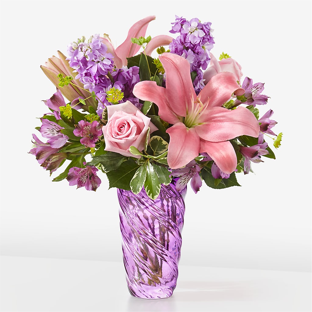 Precious Petals Bouquet with Luxe Swirl Vase – SMITH FLORAL & GREENHOUSES, Lansing MI