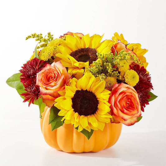 Golden Gourd Pumpkin Bouquet – SMITH FLORAL & GREENHOUSES, Lansing MI