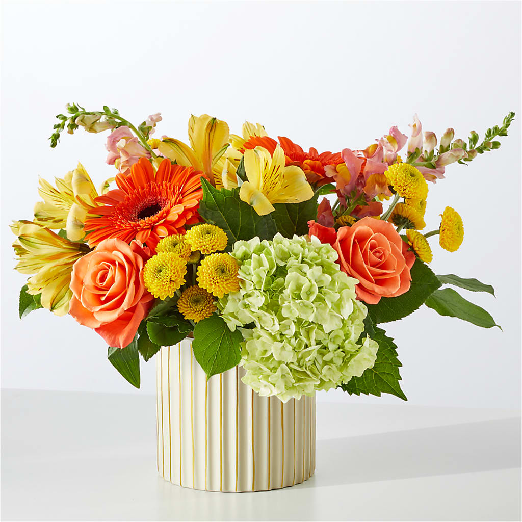 Autumn Sunshine Bouquet with Ivory Vase – SMITH FLORAL & GREENHOUSES, Lansing MI