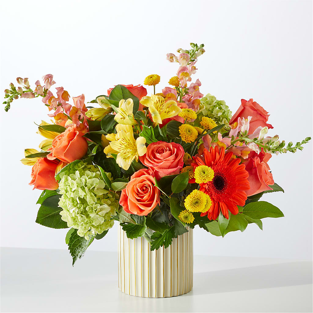Autumn Sunshine Bouquet with Ivory Vase – SMITH FLORAL & GREENHOUSES, Lansing MI