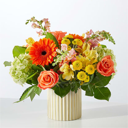Autumn Sunshine Bouquet with Ivory Vase – SMITH FLORAL & GREENHOUSES, Lansing MI