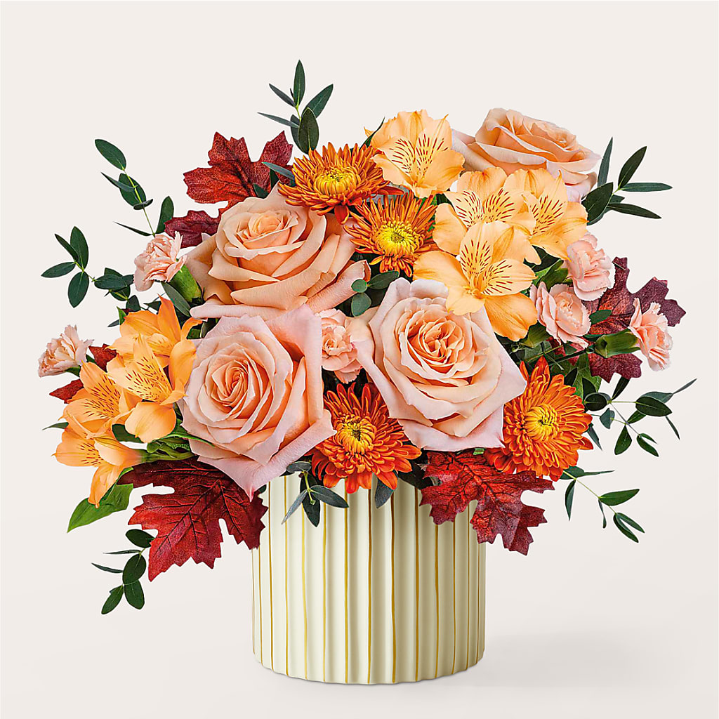 Spiced Latte Bouquet with Ivory Vase – SMITH FLORAL & GREENHOUSES, Lansing MI