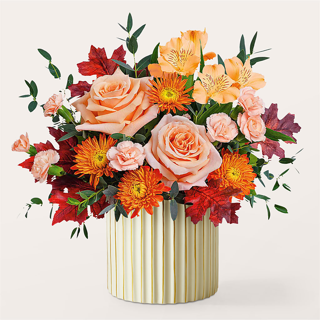 Spiced Latte Bouquet with Ivory Vase – SMITH FLORAL & GREENHOUSES, Lansing MI