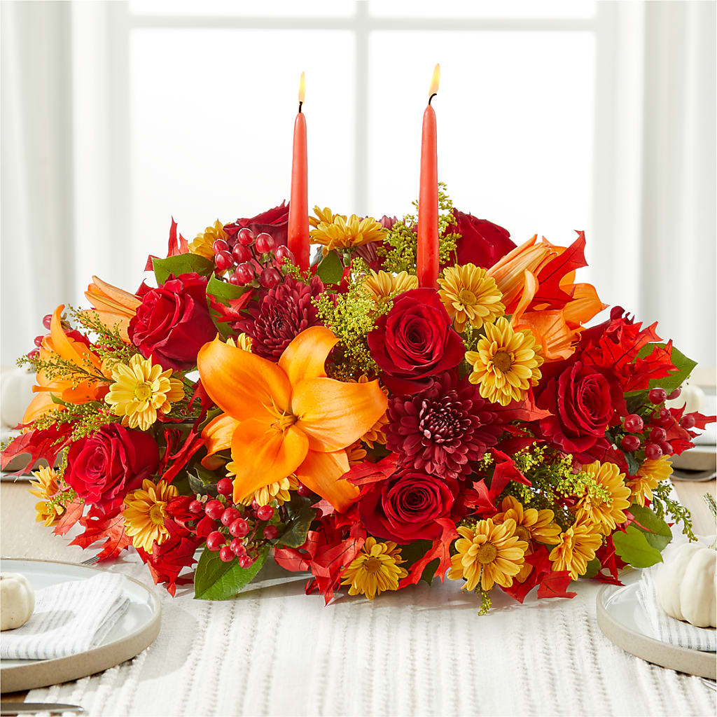 Autumn's Embrace Centerpiece – SMITH FLORAL & GREENHOUSES, Lansing MI