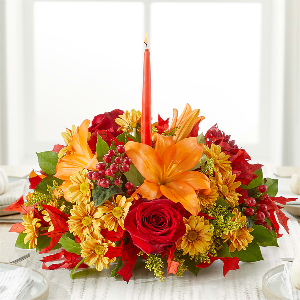 Autumn's Embrace Centerpiece – SMITH FLORAL & GREENHOUSES, Lansing MI